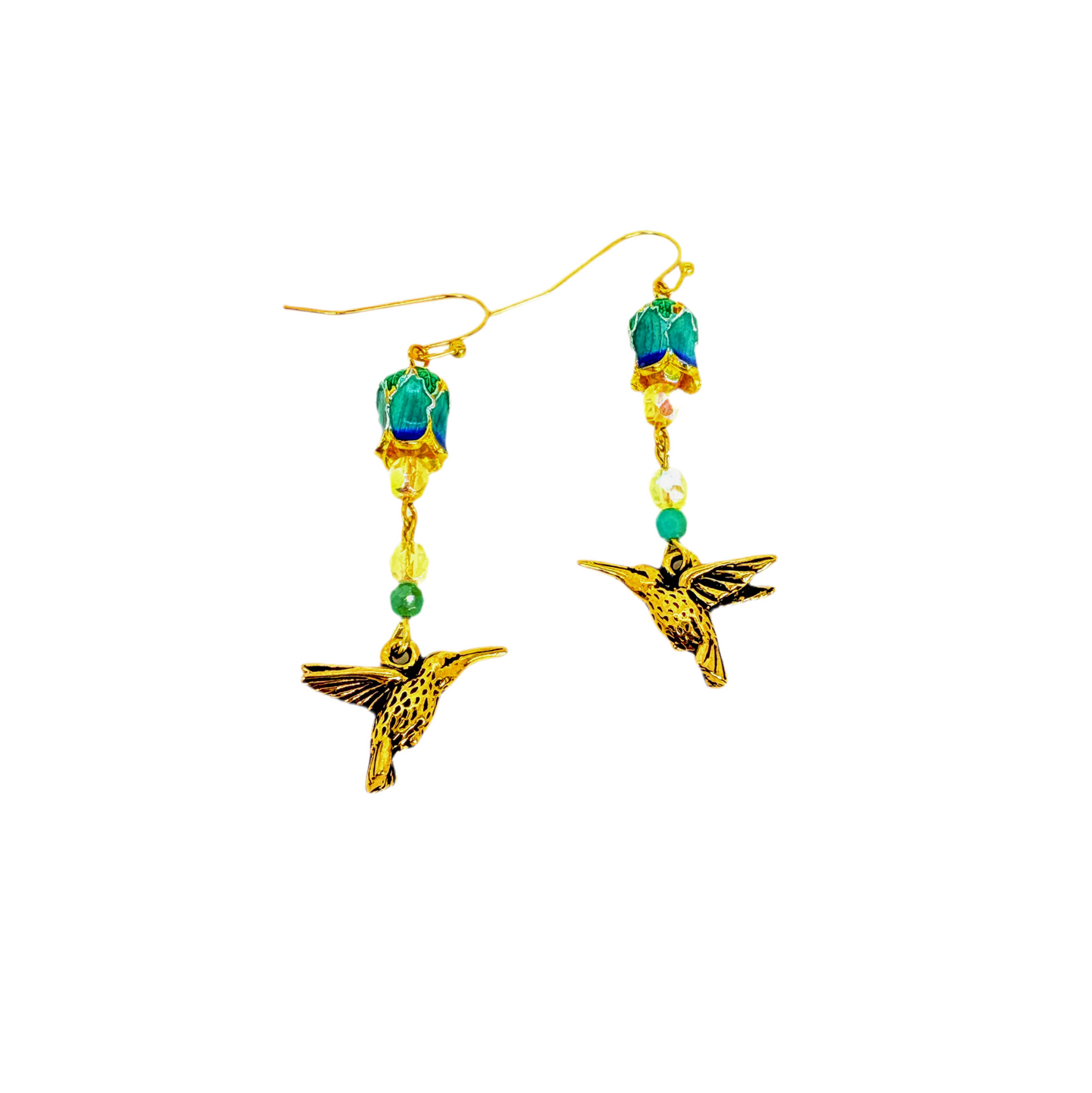 Earrings Cloisonné Hummingbird