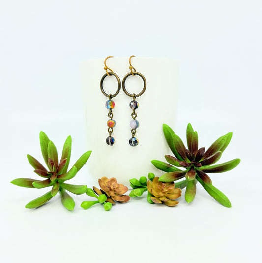 Iridescent Bead Dangle Earrings