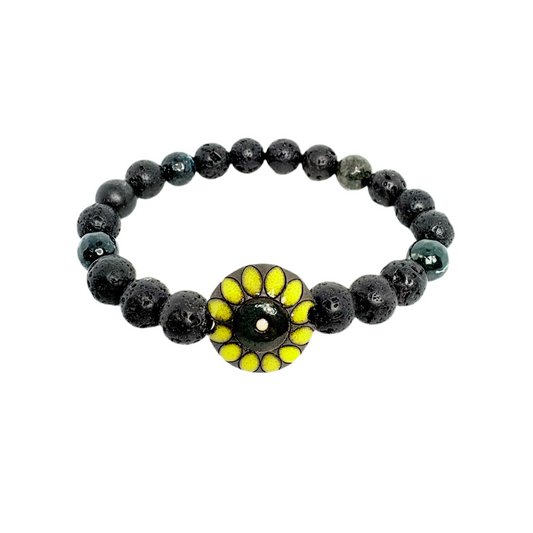 Daisy + Lava Beads Bracelet