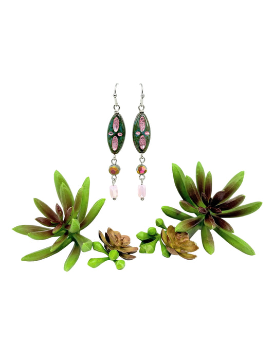 Horse Eye + Pink Earrings