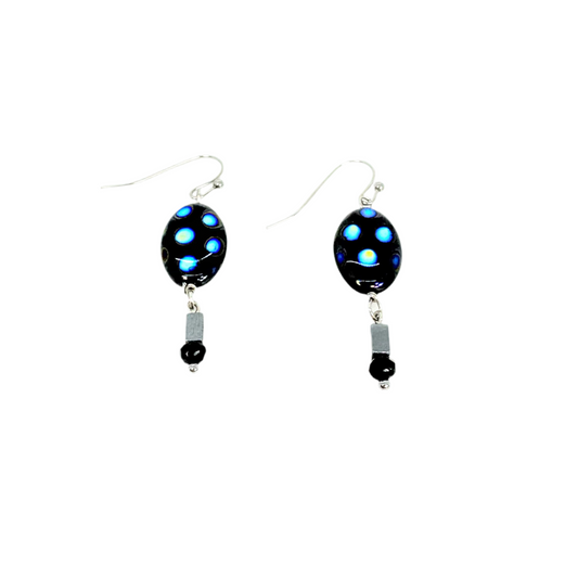 Earrings Oval Dots on Black