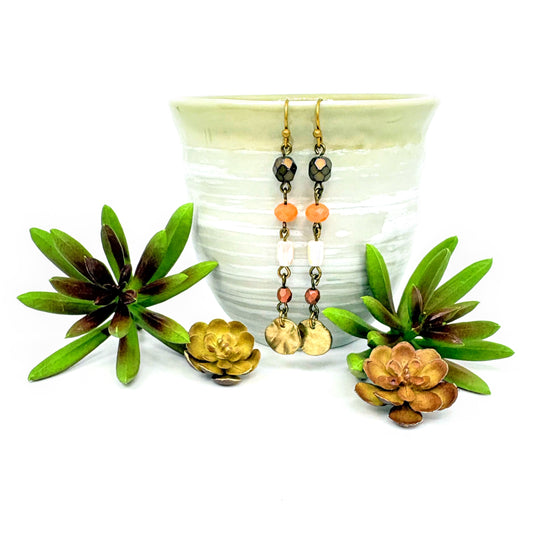 Peach + Bronze Boho Earrings