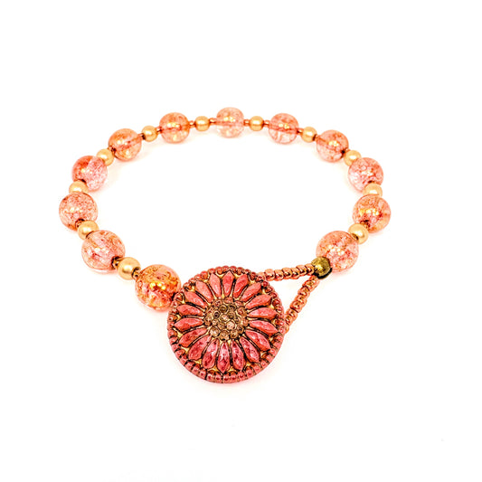 Button Daisy Pink Bracelet
