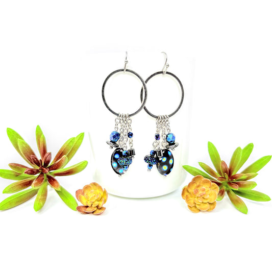 Jet + Blue Abstract Earrings
