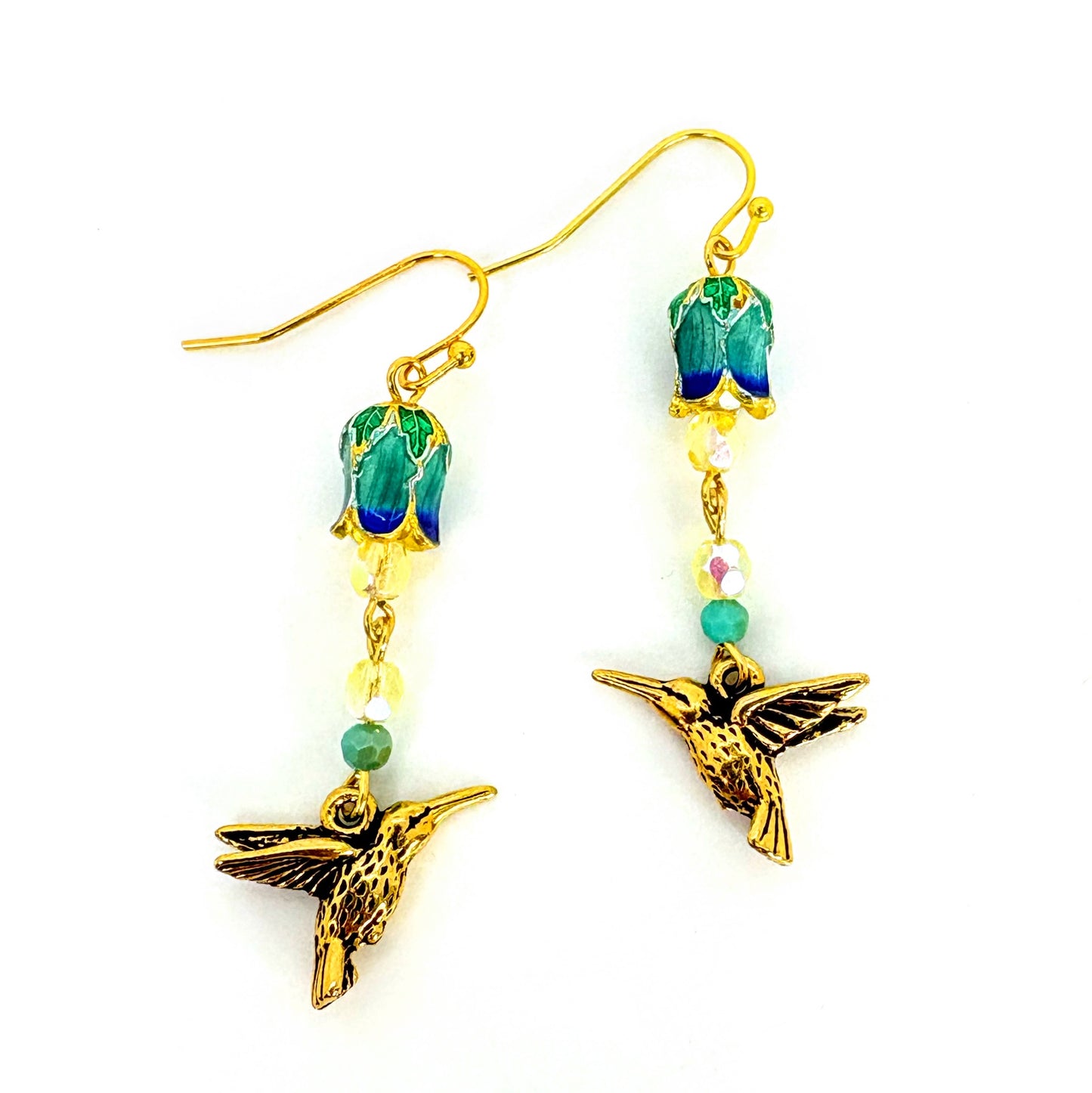 Earrings Cloisonné Hummingbird