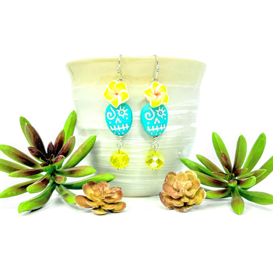 Turquoise Skulls + Plumeria Yellow