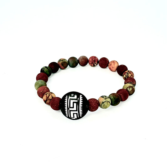 Red Creek Jasper + Greek Key Bracelet