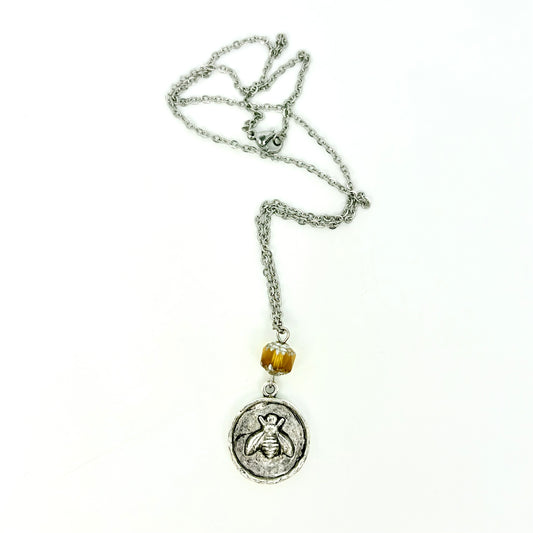 Bee + Cathedral Bead Necklace