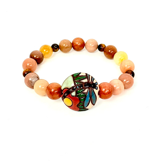 Dragonfly + Petrified Wood Bracelet