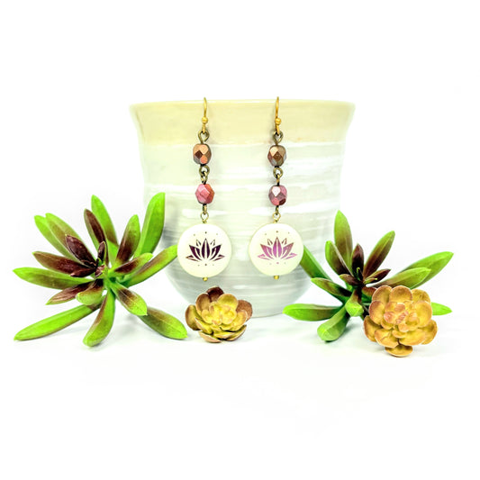 Lotus + Metallic Earrings