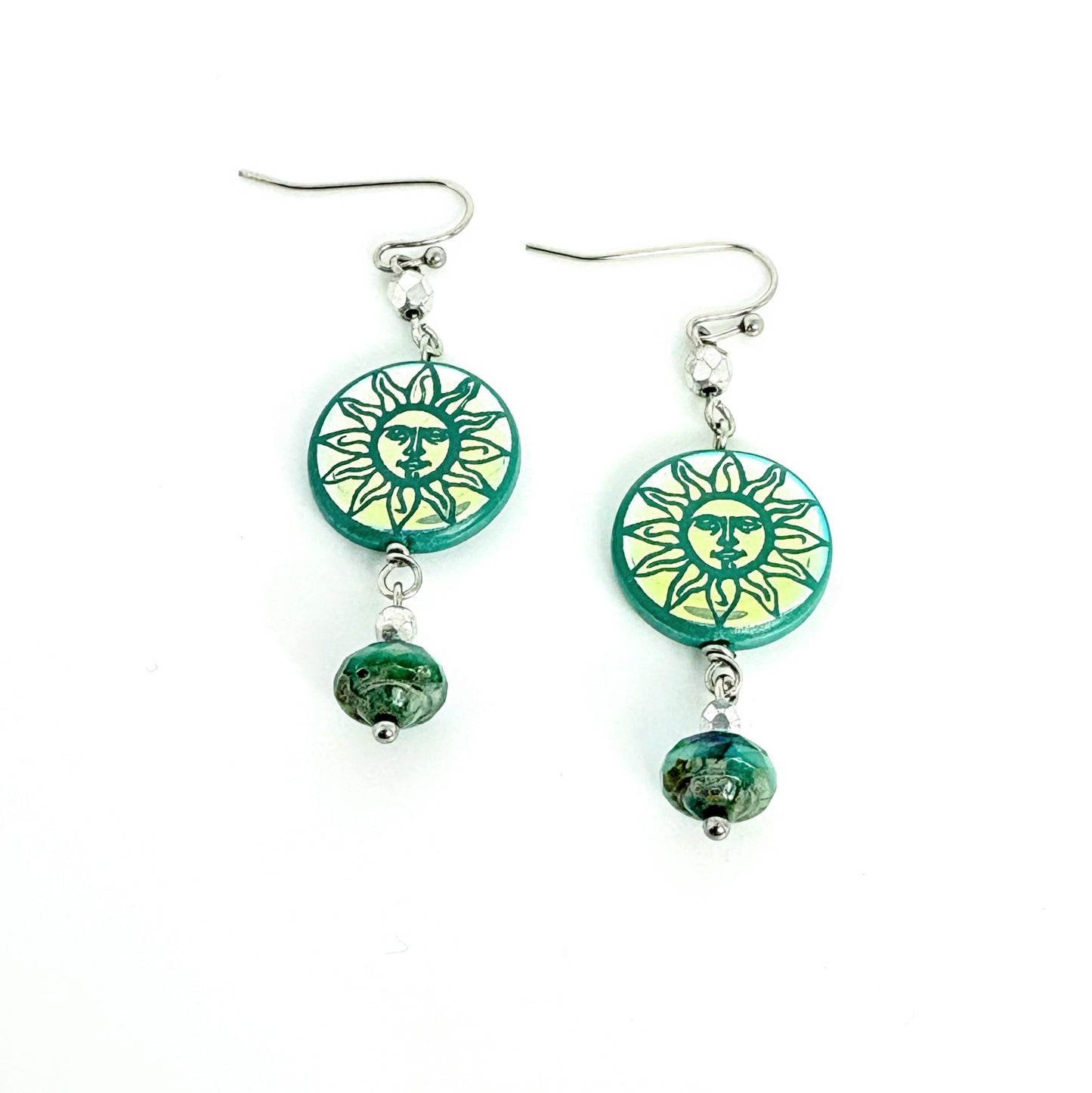 Sun Burst on Turquoise Earrings