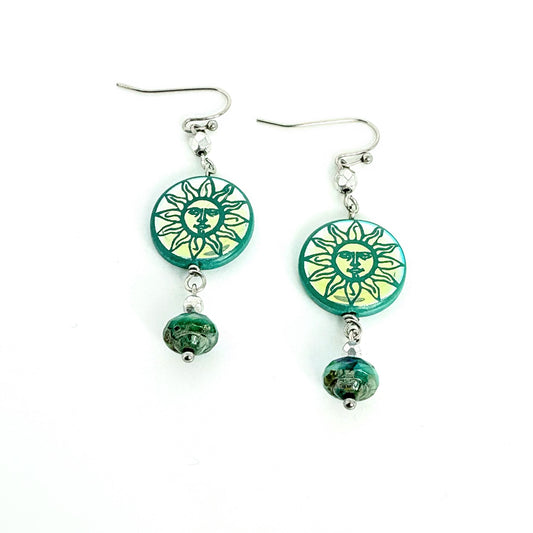 Sun Burst on Turquoise Earrings