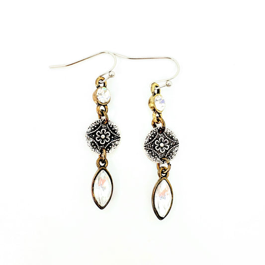 Flower Medallion Link Earrings