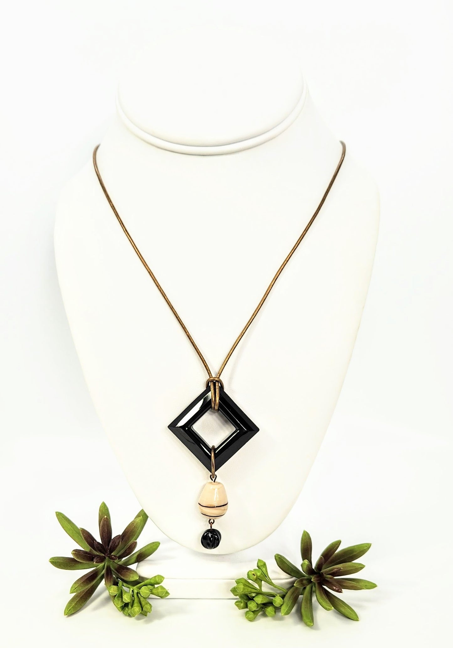 Geometric Abstract Leather Necklace