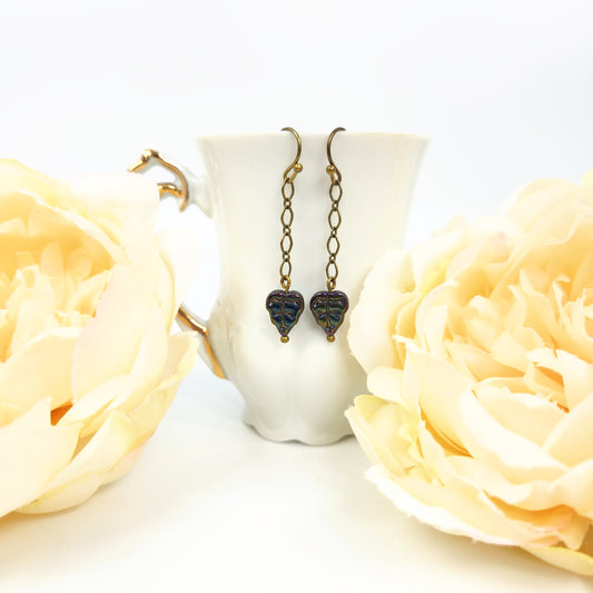 Leaves + Oval Chain Earrings