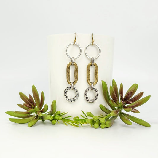 Mixed Metal Geometric Earrings