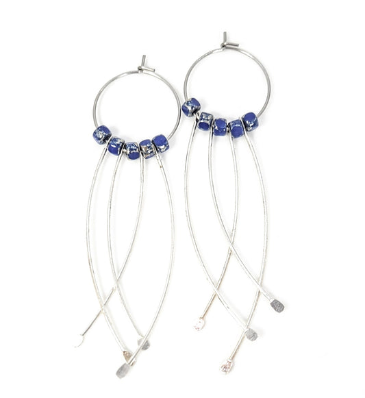 Indigo Wispy Hoop Earrings