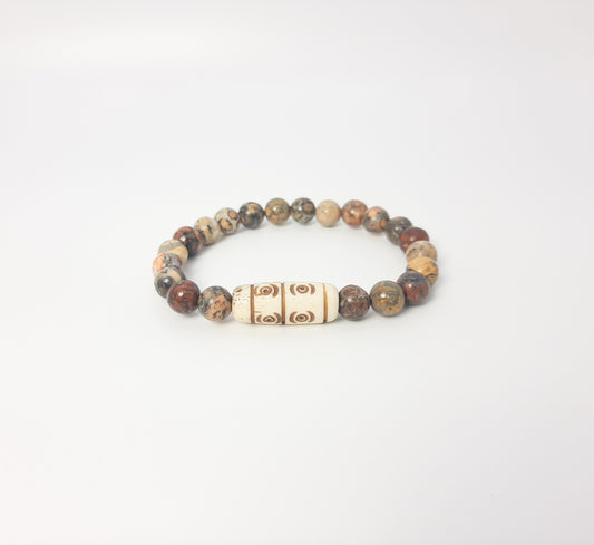 Leopard Jasper + Eye Focal Bracelet
