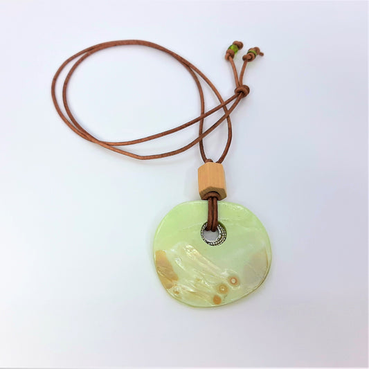 Large Shell Pendant + Leather Necklace