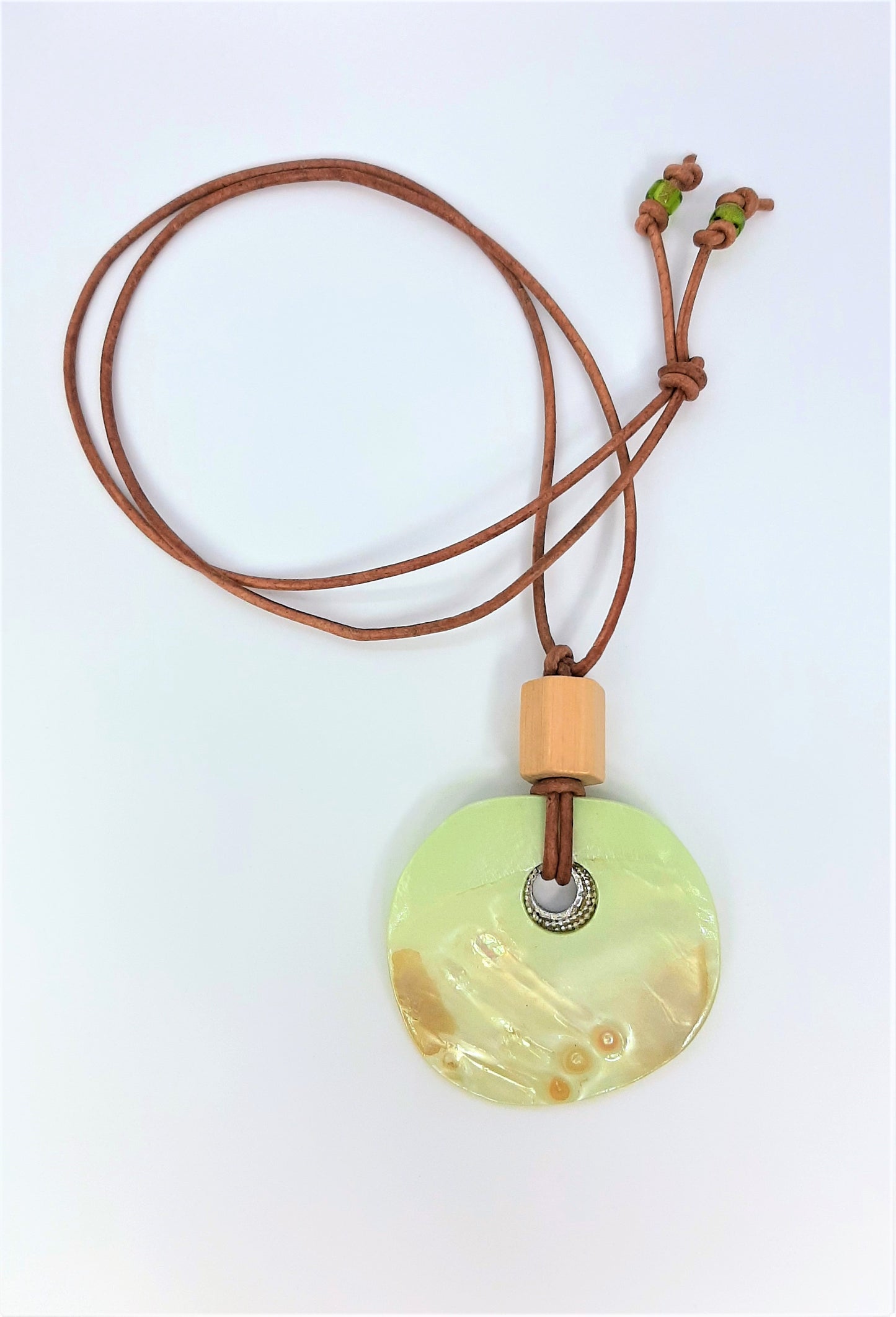 Large Shell Pendant + Leather Necklace
