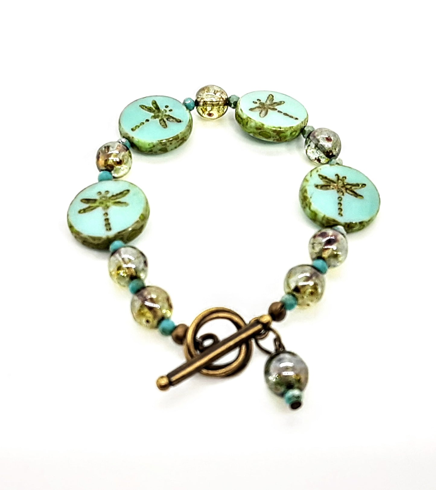 Clarissa's Dragonflies Seafoam Green Toggle Clasp Bracelet