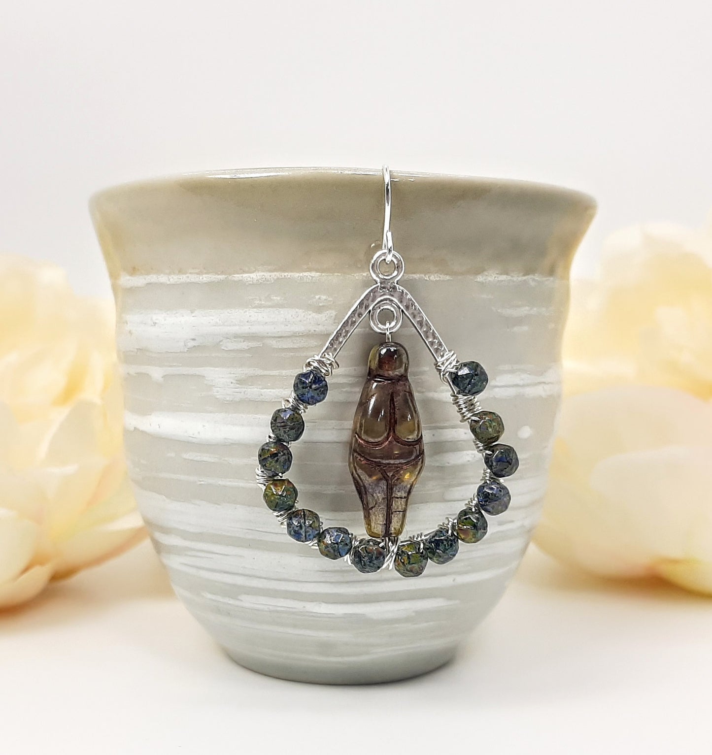 Goddess Within Amber + Earth Czech Glass Earrings