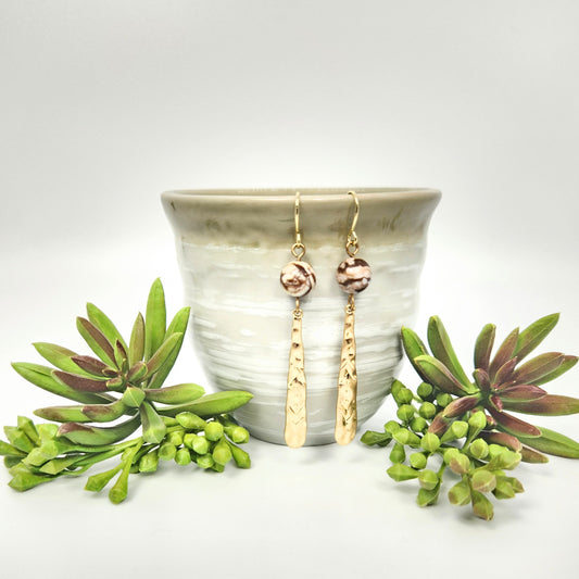 Zebra Jasper + Paddle Drop Earrings
