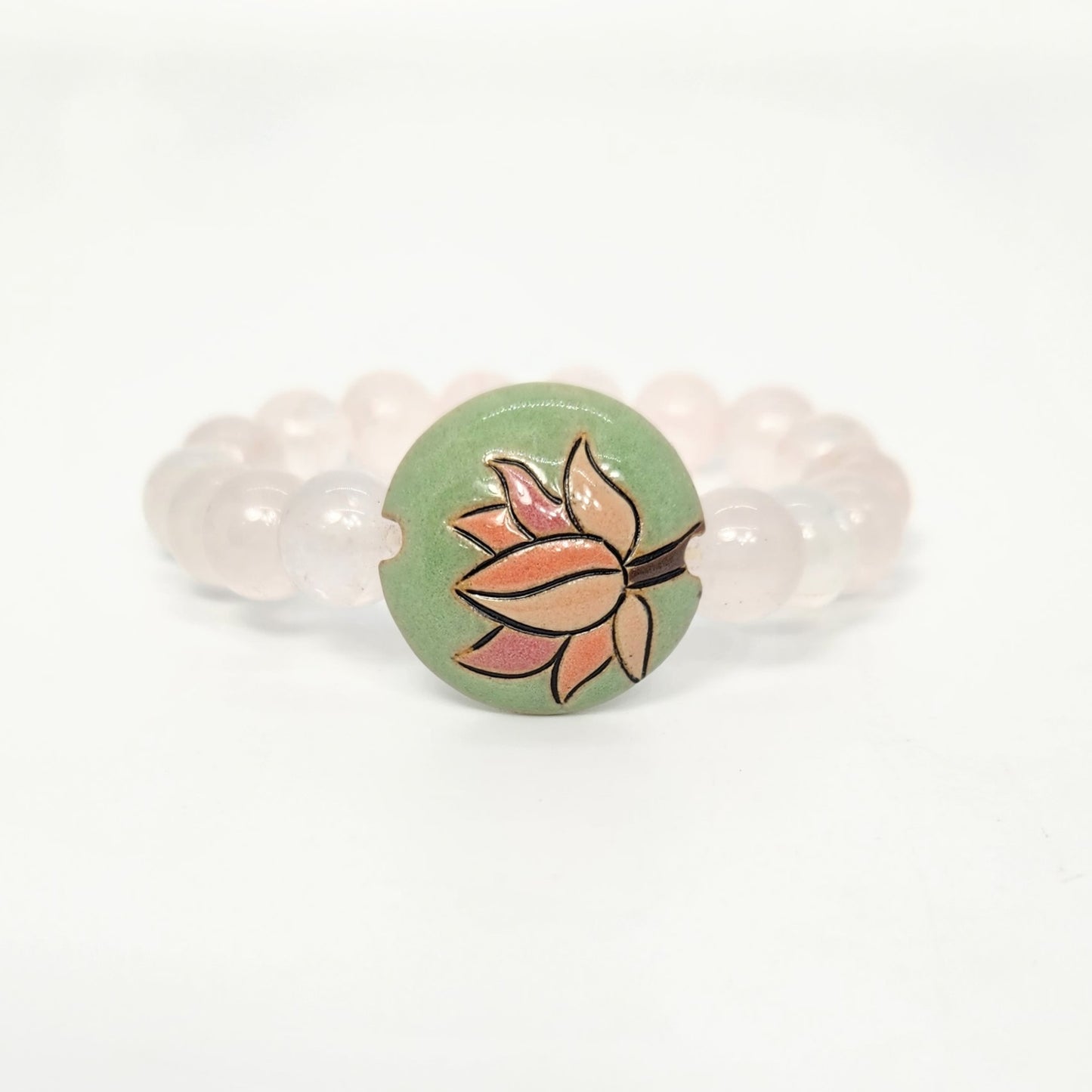 Lotus + Rose Quartz Bracelet
