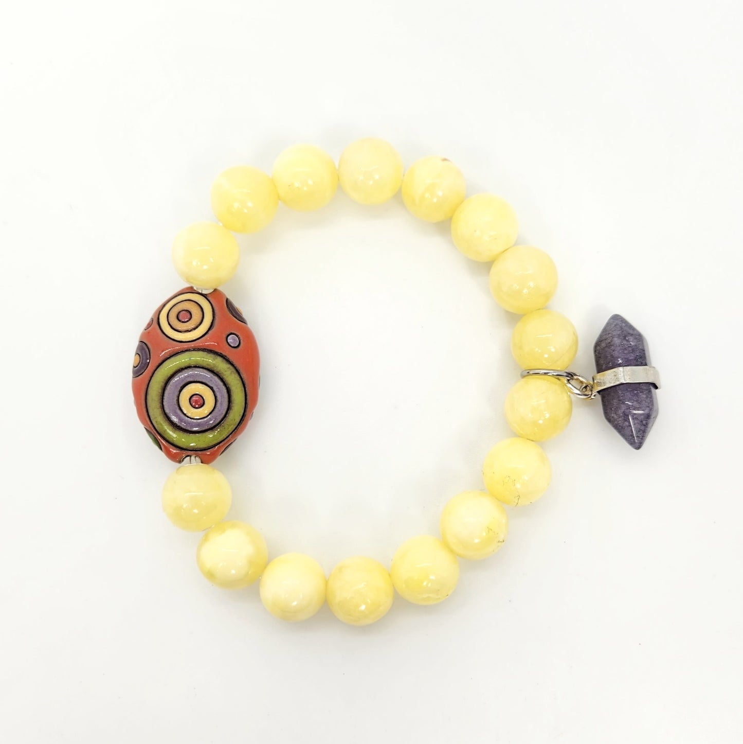Circles + Yellow Dyed Quartz Bracelet