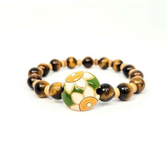 Tiger Eye + Daisy Bracelet