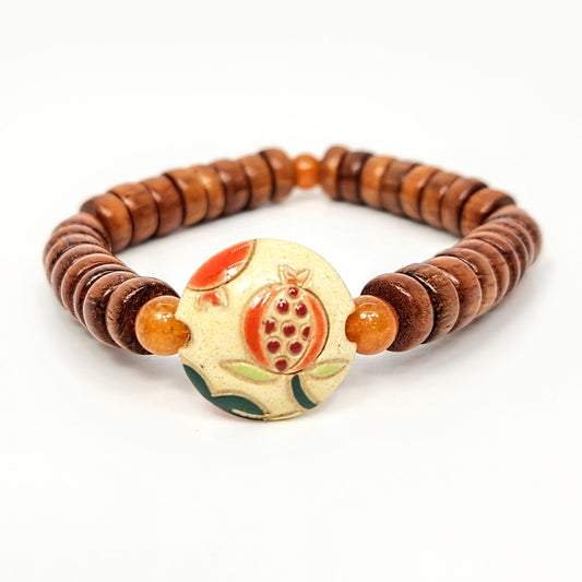 Pomegranate Focal + Quartz + Bayong Bead Bracelet