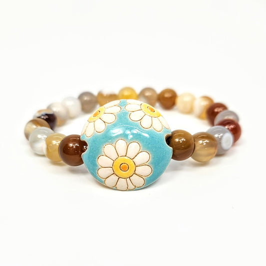Daisy Flower Power + Blaze Agate Bracelet