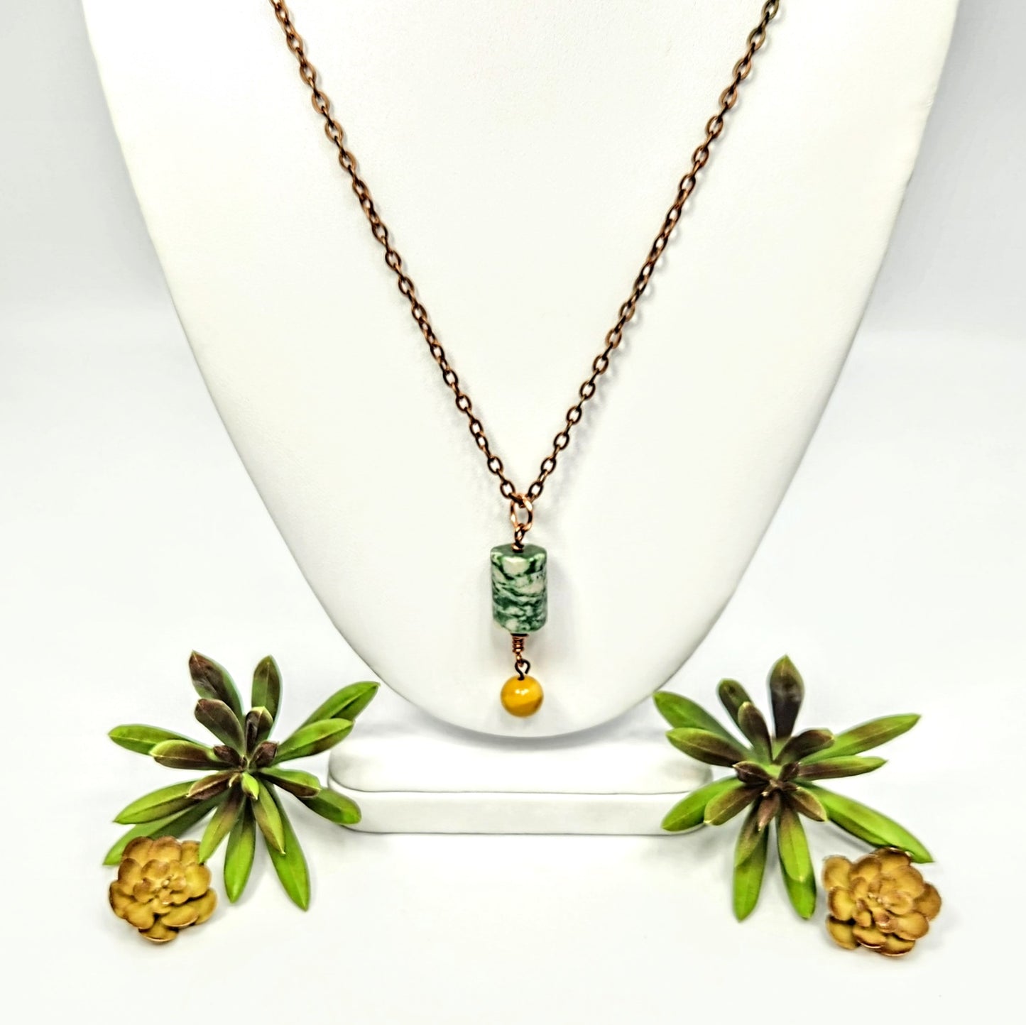 Tree Agate + Mookaite Pendant Necklace