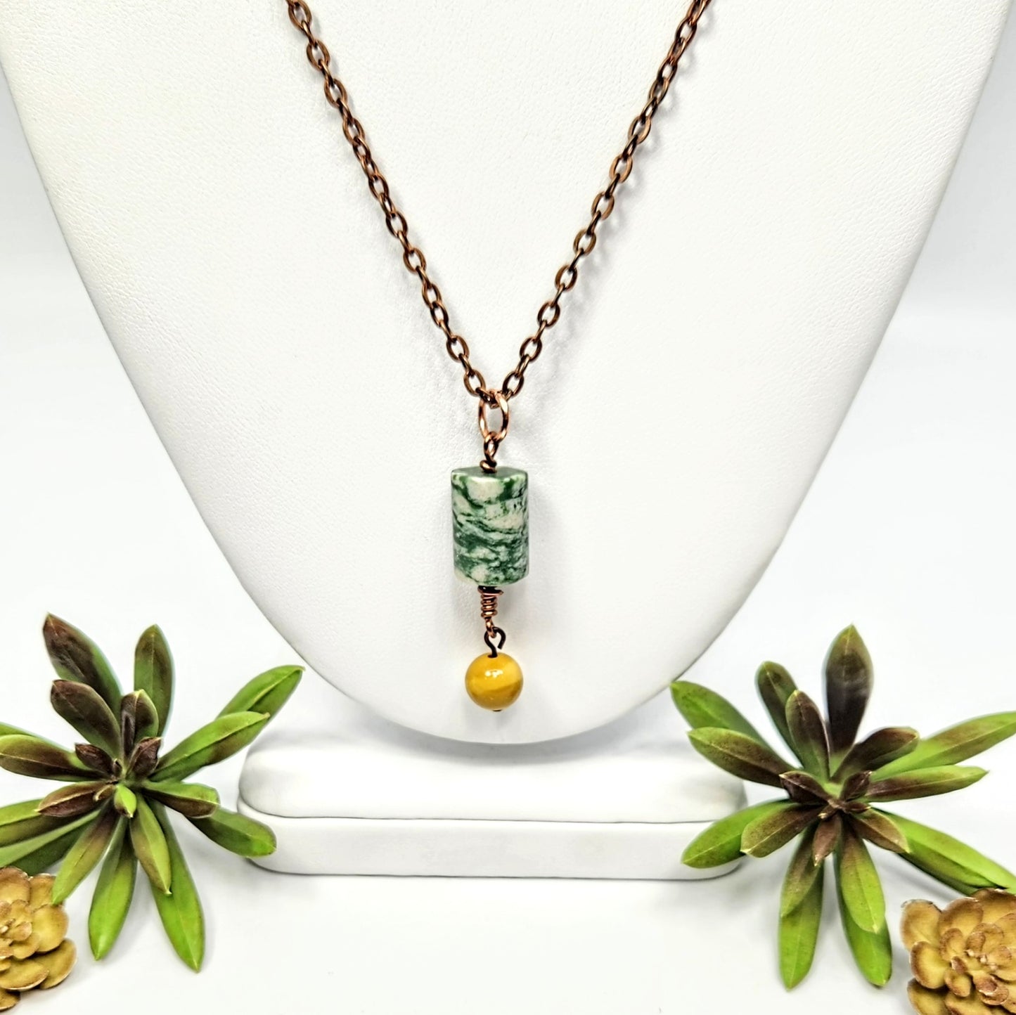 Tree Agate + Mookaite Pendant Necklace