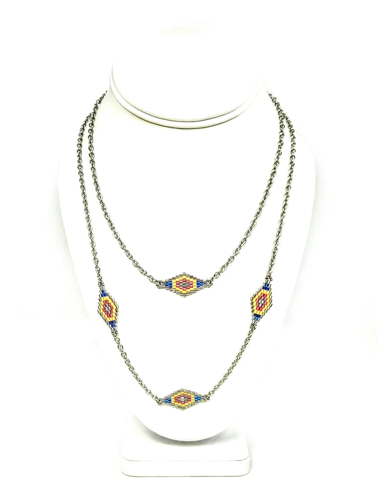 Diamond Seed Bead Focal Necklace 16 3/4 in.