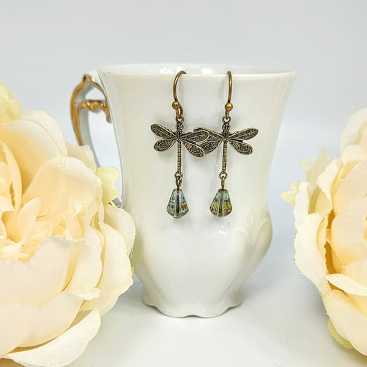 Dragonfly + Teardrop Earrings