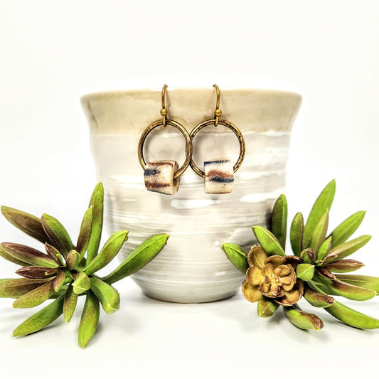 Powder Glass African Bead Earrings