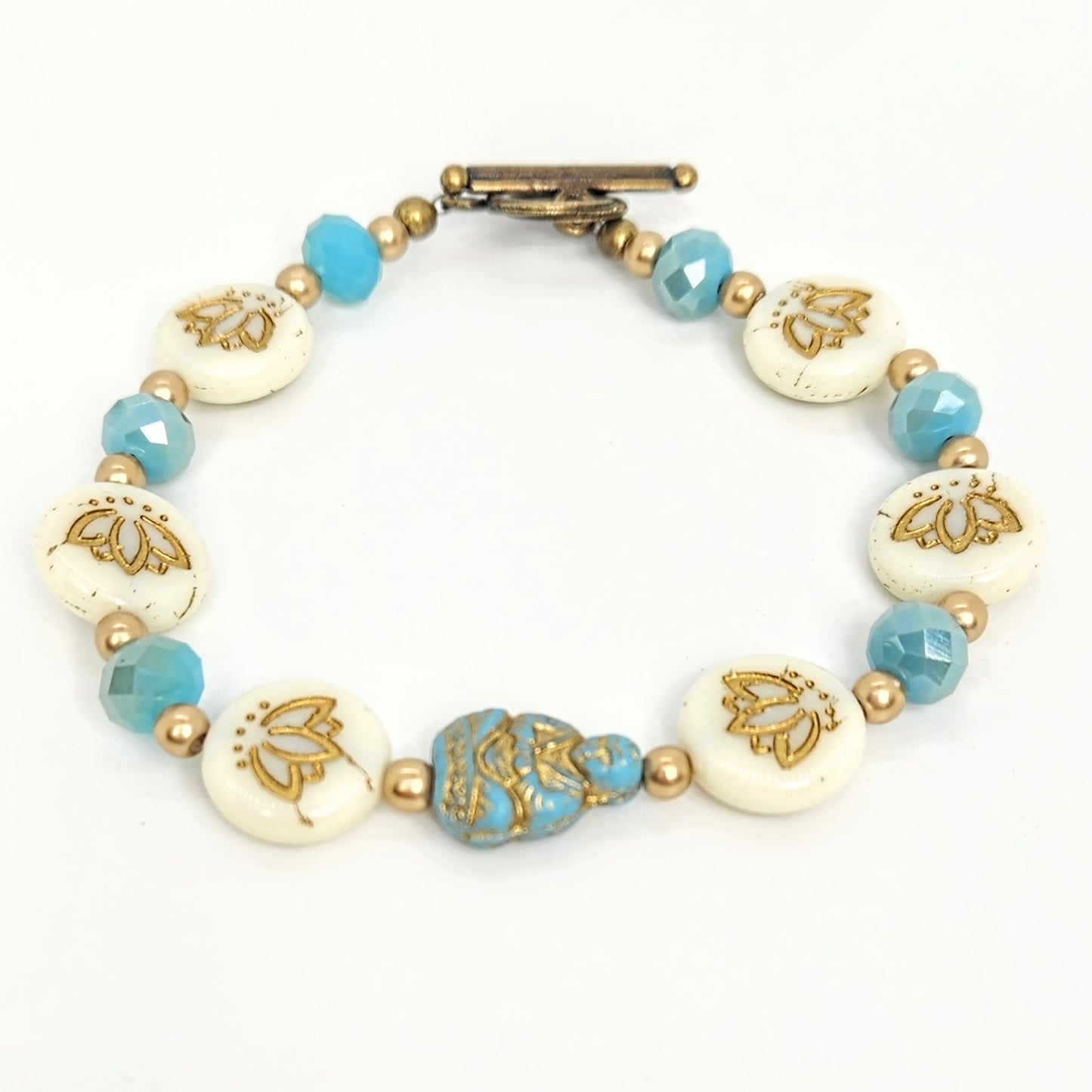 Buddha + Lotus Blue Bracelet