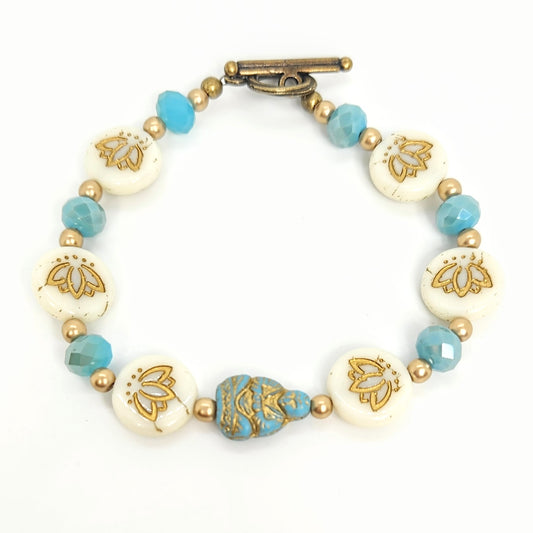 Buddha + Lotus Blue Bracelet