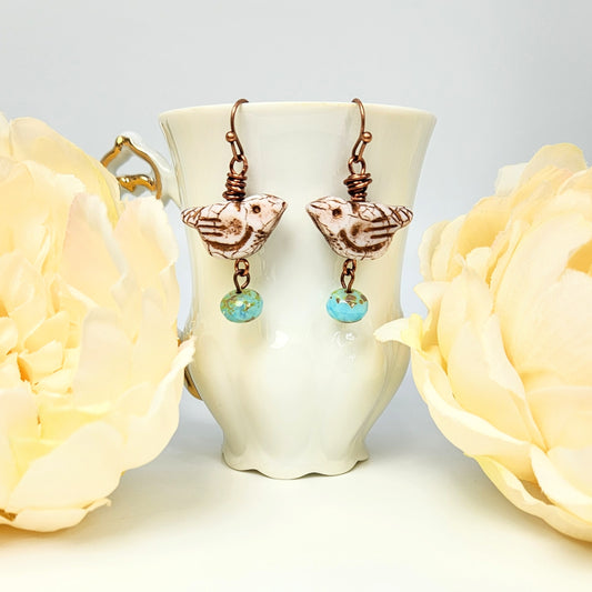 Birds + Blue Drop Earrings