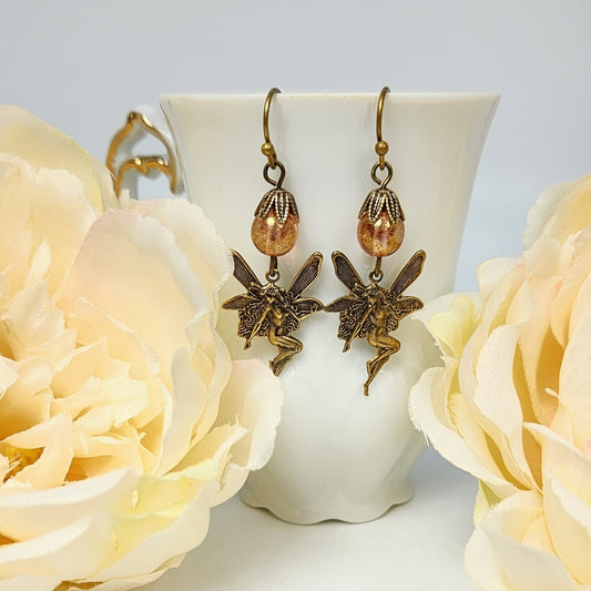 Fairy In Flight Pink Earrings