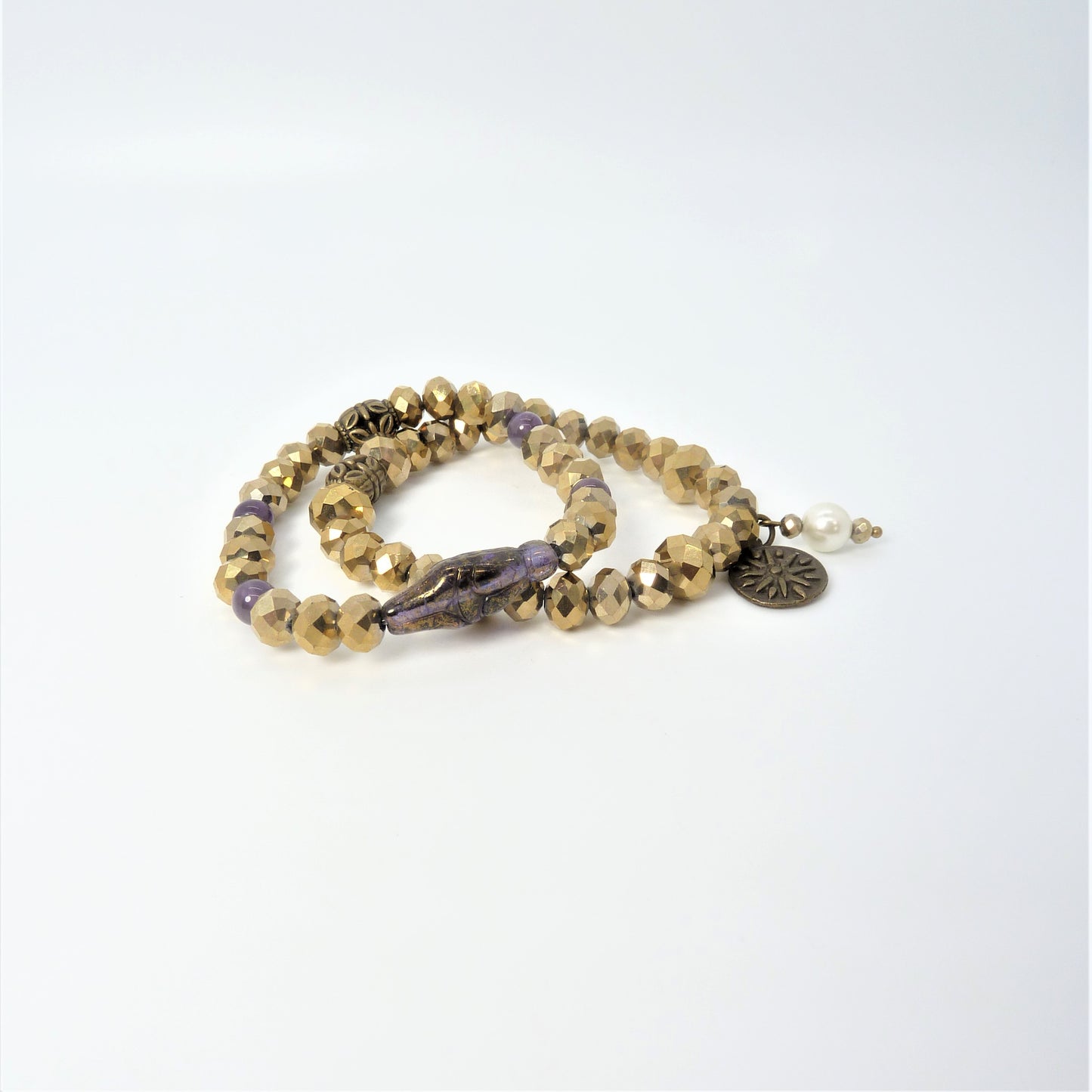 Goddess In Purple + Gold Stretch Bracelet Set