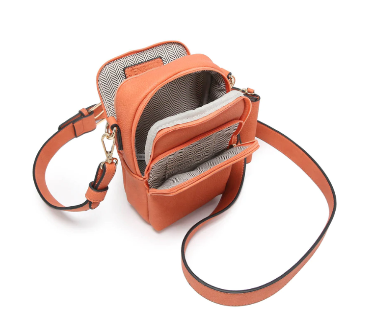 Jen & Co Parker 3 Compartment Crossbody + Key Ring Pouch Burnt Coral